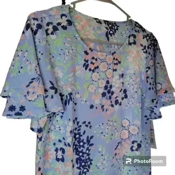 NWT Kim Rogers Blue Floral Spring/Summer Short Sleeve Dress, Sz PS - Picture 4 of 9